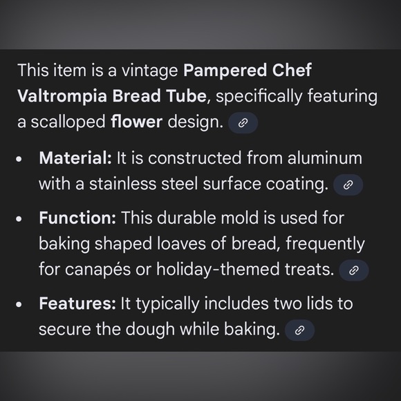 NWOT & Vintage Pampered Chef Valtrompia Bread Tube - Picture 3 of 6